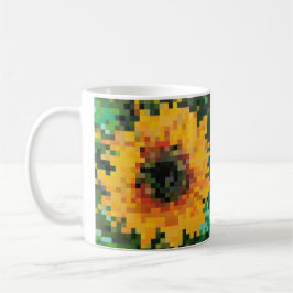 Caneca De Café Sunflower Bright Floral Pixel Art