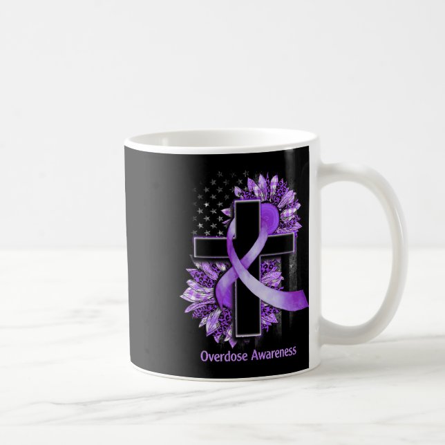 Caneca De Café Sunflower Christian Cross Sunflower Overdose Aware (Direita)