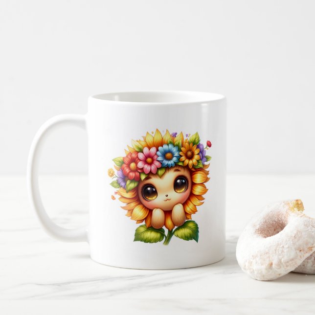 Caneca De Café Sunflower Cutie  (Com Donut)