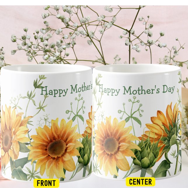 Caneca De Café Sunflower Happy Dia de as mães Coffee Mug (Criador carregado)