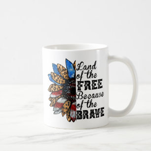 Caneca De Café Sunflower Land of the Free Because of the Brave