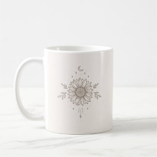 Caneca De Café Sunflower Moon Line Art
