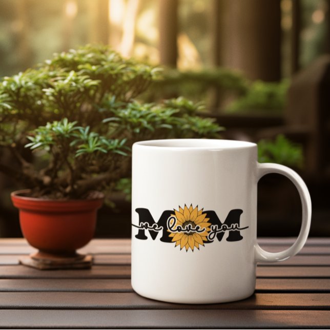 Caneca De Café Sunflower "We Love You Mãe" Mug (Criador carregado)