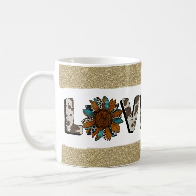 Caneca De Café Sunflower Western Love Boho Summer (Esquerda)
