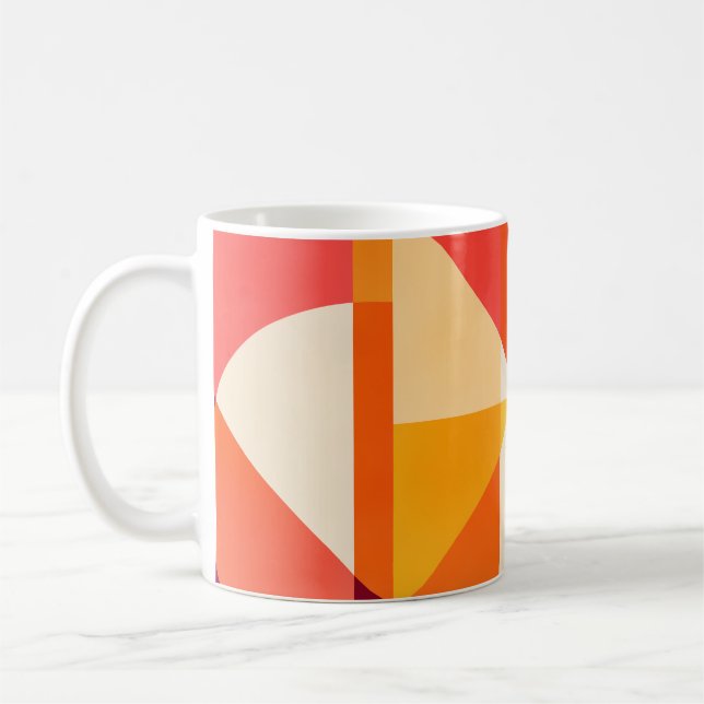 Caneca De Café Sunlit Plum Orange Geometric Abstract (Esquerda)