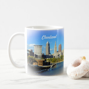 Caneca De Café Sunny Cleveland River Skyline