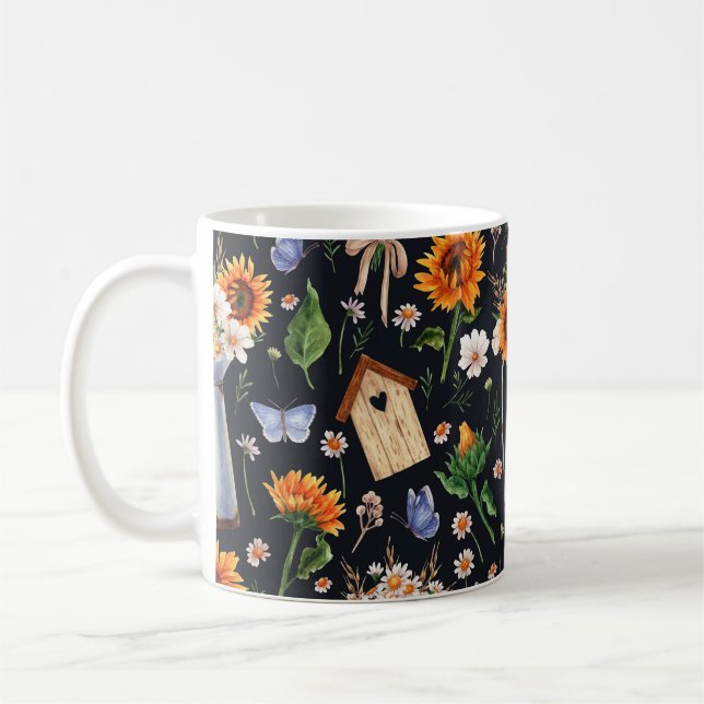 Caneca De Café Sunny Rustic Watercolor (Esquerda)