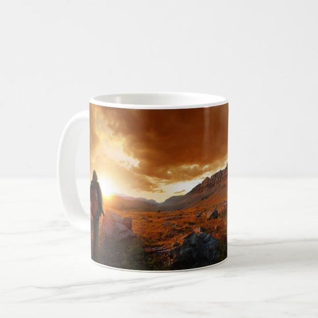 Caneca De Café Sunset de 50 Montanhas - Parque Nacional Glacier (Frente Esquerda)
