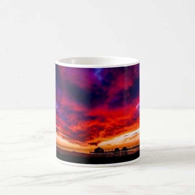 Caneca De Café Sunset no Pier, Huntington Beach, CA (Centro)