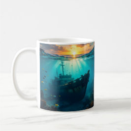 Caneca De Café Sunset submarino e Surfer de Golfinho