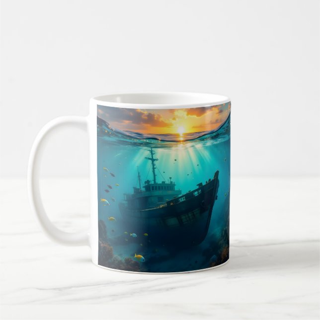 Caneca De Café Sunset submarino e Surfer de Golfinho (Esquerda)