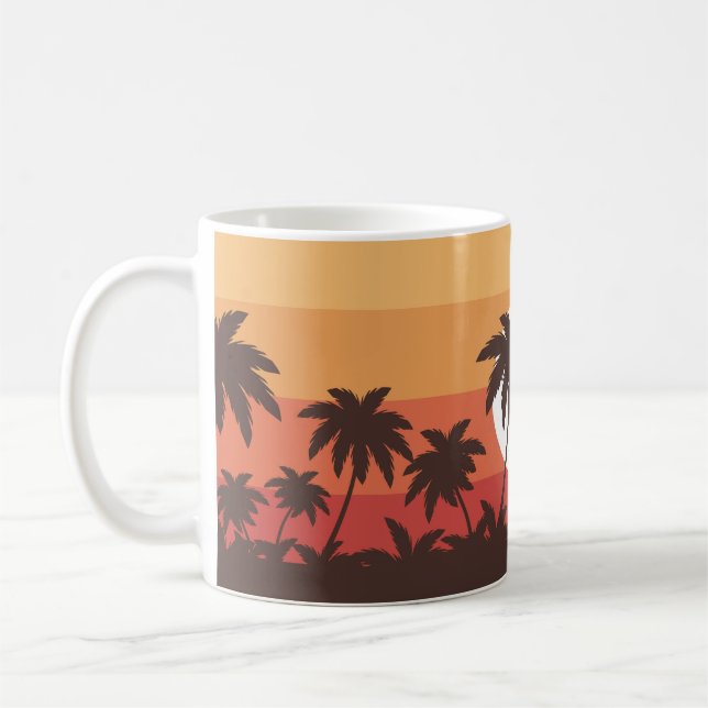Caneca De Café Sunset Tropical Palm Beach (Esquerda)