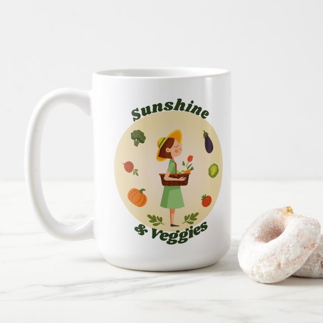 Caneca De Café Sunshine & Veggies | Garden Girl personalizada (Com Donut)