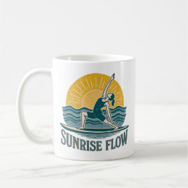 Caneca De Café SUP Nascer do Sol Fluxo Paddleboard Yoga | Gráfico