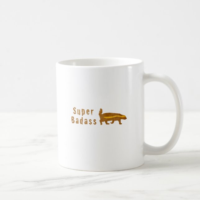 Caneca De Café Super Badass Honey Badger - Vintage (Direita)