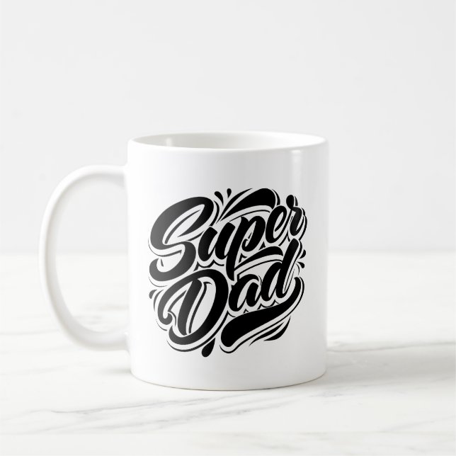 Caneca De Café Super Dad Hero Typography Design-67888 (Esquerda)