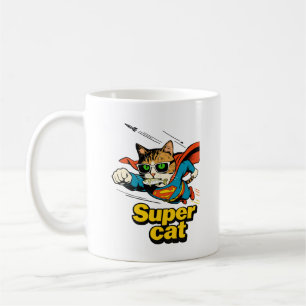 Caneca De Café Super Gato Voando com Peixe