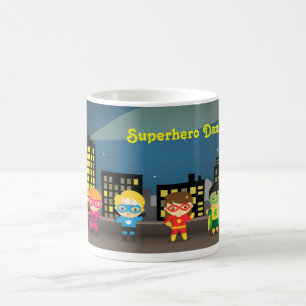 Caneca De Café Super-herói bonito da skyline para miúdos