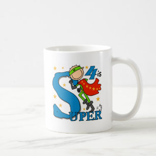 Caneca De Café Super-herói Garoto 4º Aniversário Camisetas e pres