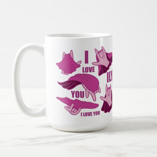 Caneca De Café Super-herói ILY - Design ASL (Esquerda)