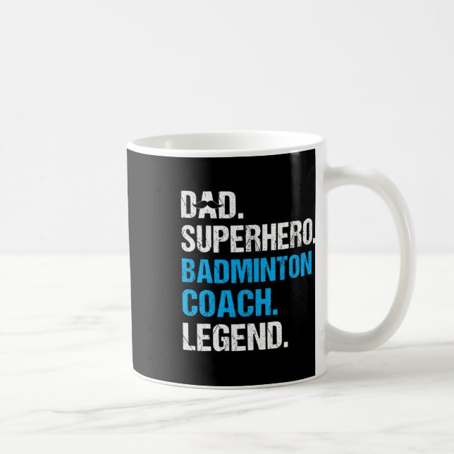 Caneca De Café Super Herói pai Badminton Treinador Engraçado Badm (Direita)