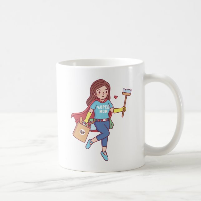 Caneca De Café Super Mãe, Dia de as mães engraçada. (Direita)