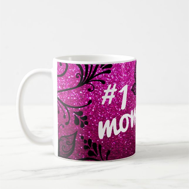 Caneca De Café Super Mãe Dia de as mães Flores Borboleta Brilhant (Esquerda)