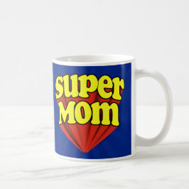 Caneca De Café Super Mãe Dia de as mães Vermelho/Amarelo/Azul