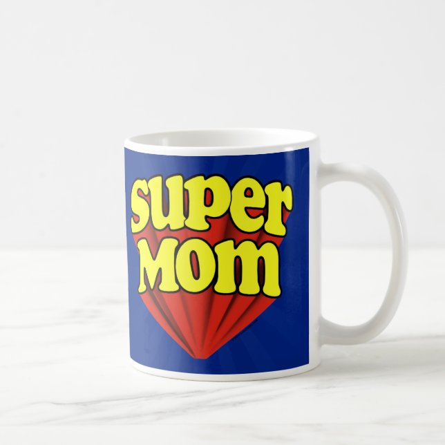 Caneca De Café Super Mãe Dia de as mães Vermelho/Amarelo/Azul (Direita)