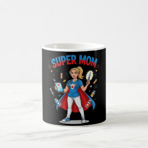 Caneca De Café Super Mãe Enfermeira Super-Heroína Tipografia