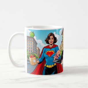 Caneca De Café "Super Mãe" Estilo de BD retrô