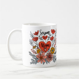 Caneca De Café Super Mãe Floral Mug