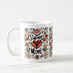 Caneca De Café Super Mãe Floral Mug