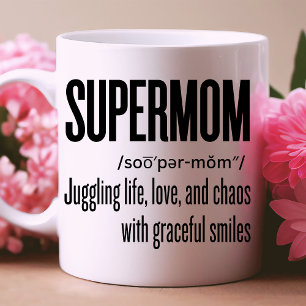 Caneca De Café Super-mãe Momlife Engraçado Bonito Presente de Dia