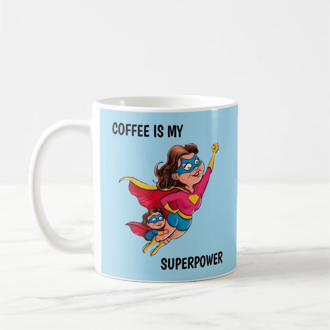 Caneca De Café Super Mãe Personalizada (Esquerda)