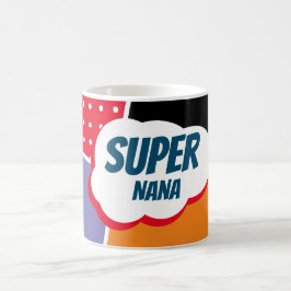Caneca De Café Super Nana Comic Cartoon com Púrpura e Laranja