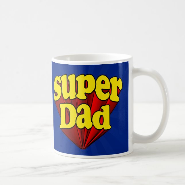 Caneca De Café Super Pai, Super Herói Vermelho/Amarelo/Dia de os  (Direita)