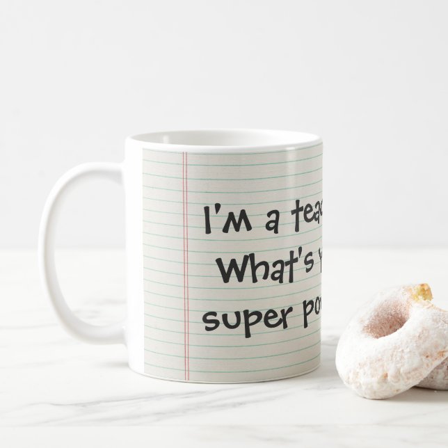 Caneca De Café Super Power Teacher Mug (Com Donut)