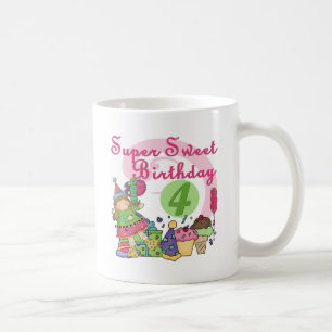 Caneca De Café Super Sweet 4th Birthday T-shirts e presentes