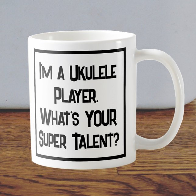 Caneca De Café Super Talento do Jogador Ukulele. Coffee Mug (Criador carregado)