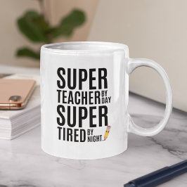 Caneca De Café Super Teacher By Day Funny Teacher