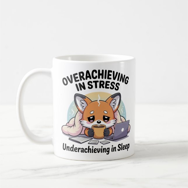 Caneca De Café Superando em Estresse e Fracassando em Sono (Esquerda)