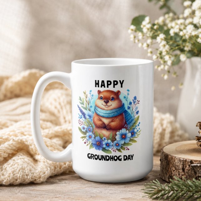 Caneca De Café Superestimado? Aquarela Celebrando o Dia do Ground (Over Rated? Watercolor Celebrating Groundhog Day Coffee Mug)