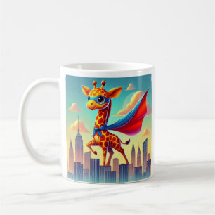 Caneca De Café Superherói Girafa Personalizável