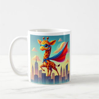 Caneca De Café Superherói Girafa Personalizável