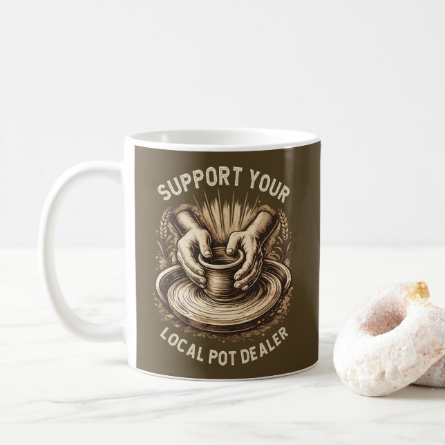 Caneca De Café Suporte à Cerâmica Divertida Apoie Seu Artista Loc (Com Donut)