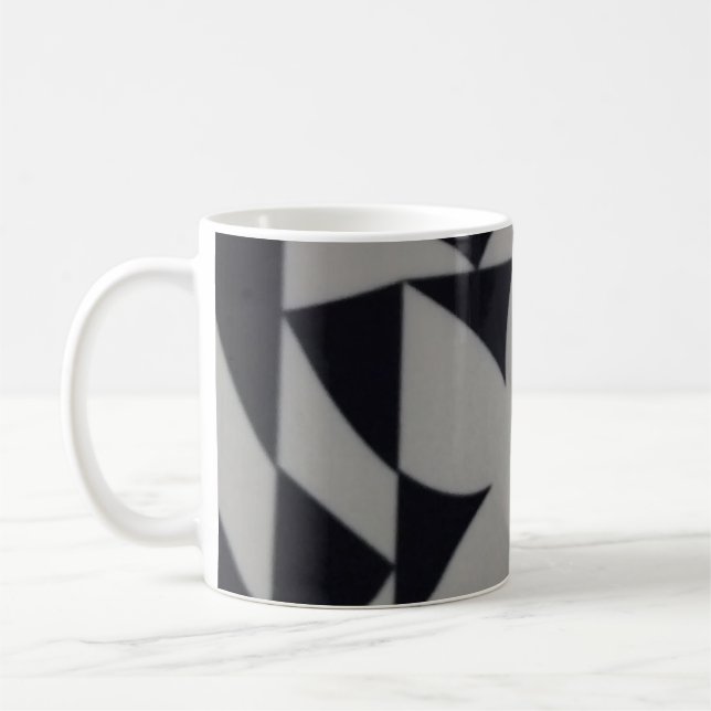 Caneca De Café suporte com design abstrato preto e branco (Esquerda)