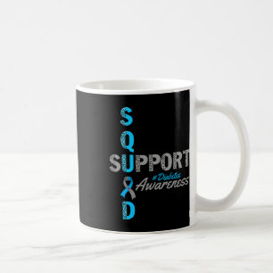 Caneca De Café Suporte de Diabetes T1d T2d Cinza Faixa Azul
