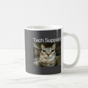 Caneca De Café Suporte Técnico Meme de Gato Bobo Olhando Humor do