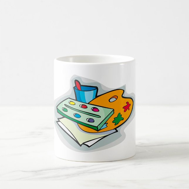 Caneca De Café Suprimentos de arte Paleta de aquarela e pincel (Criador carregado)